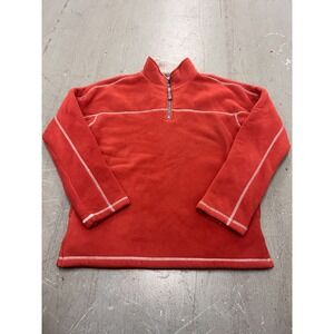 True Grit Sweatshirt Men Small Spice Red Sherpa Lined Contrast Stitching 1/4 Zip